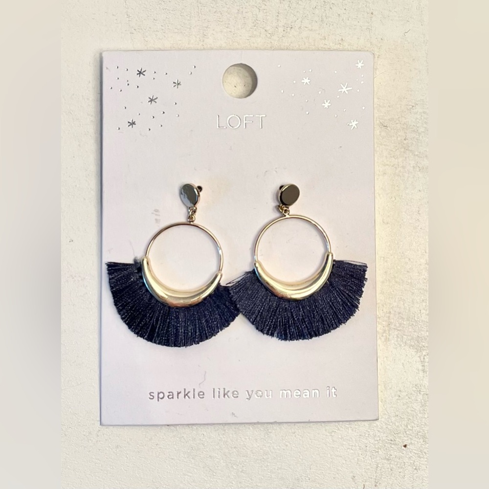 Loft Navy Blue Tassel Earrings